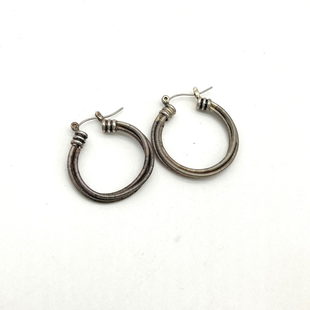 Vintage Coiled Wire Hoop Earrings Silver Tone Fashion Jewelry Statement